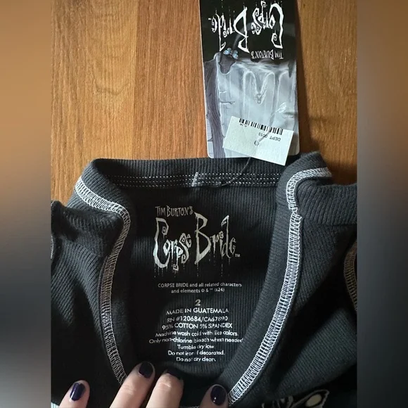 NWT Corpse Bride Emily Ribbed Girls Crop Tank Top size 2X - Picture 5 of 7